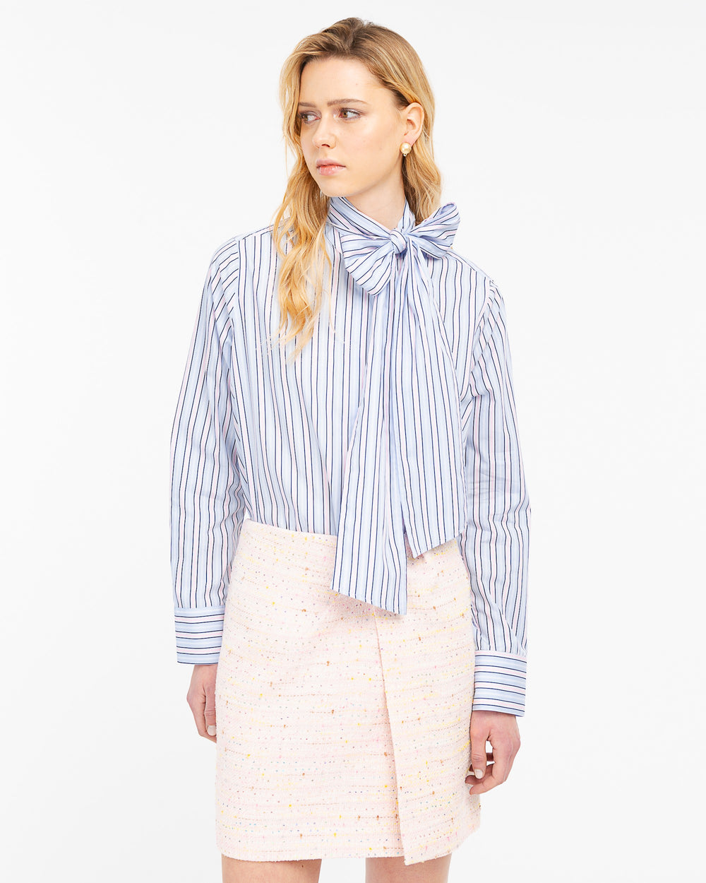 light blue oversized regimental cotton shirt