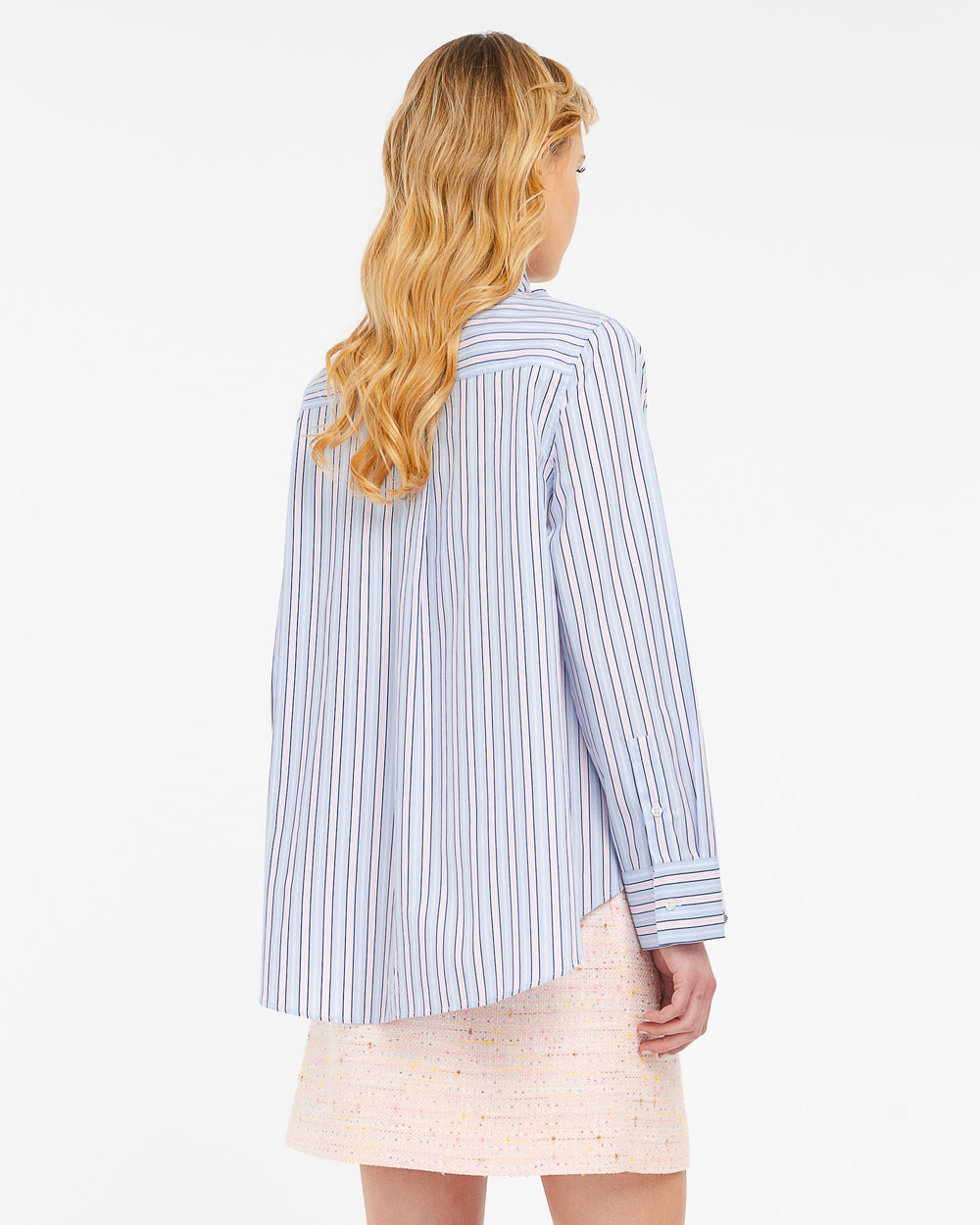 light blue oversized regimental cotton shirt