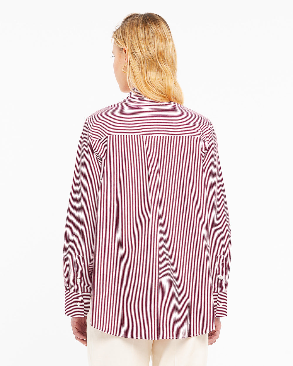 red oversized striped cotton shirt