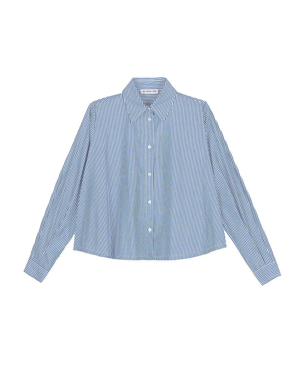 light blue loose fitting striped cotton shirt
