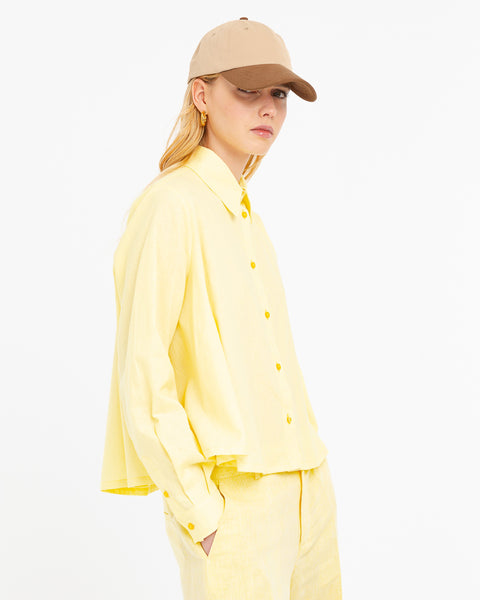 yellow loose fitting linen cotton shirt