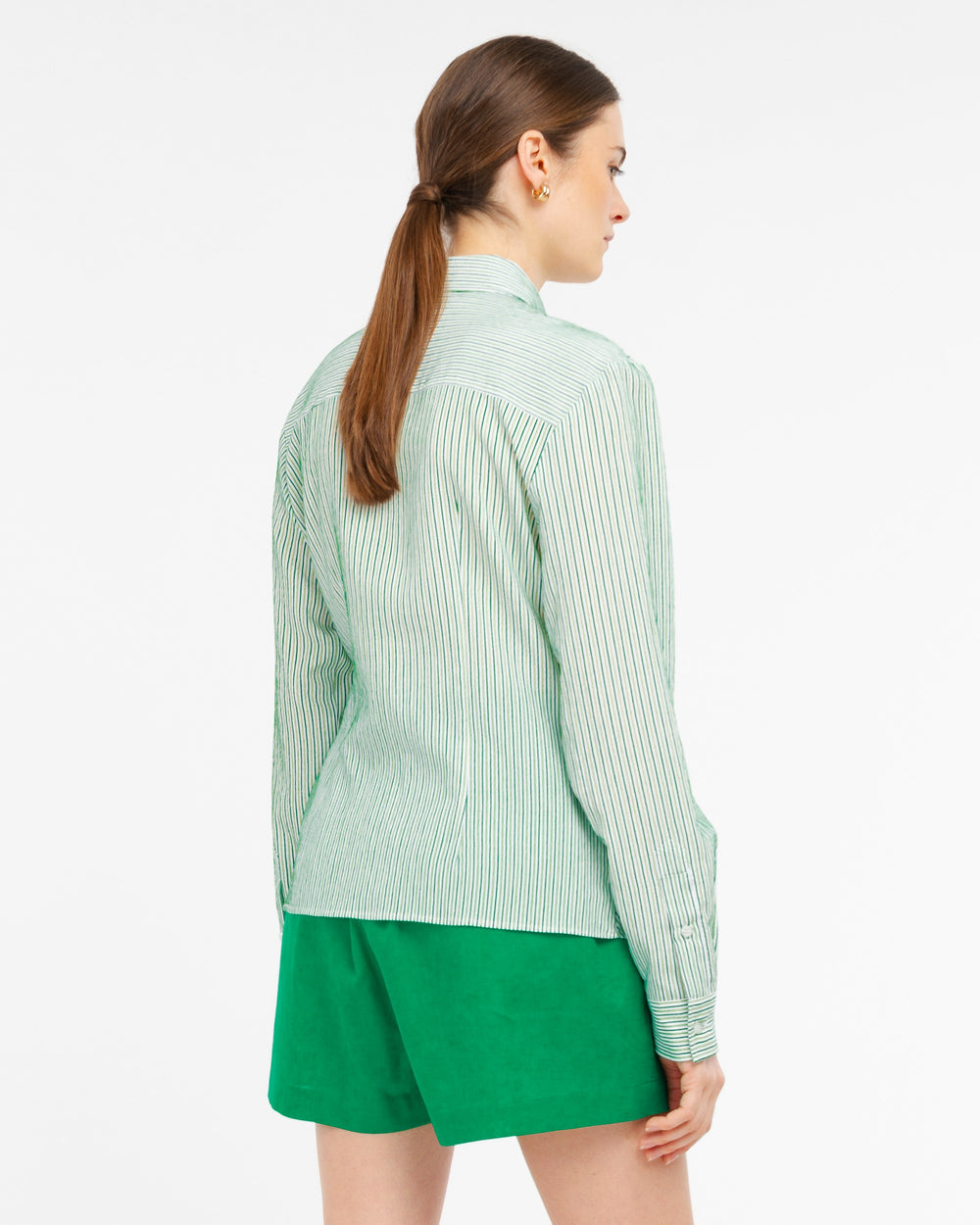 green regimental shirt in viscose blend