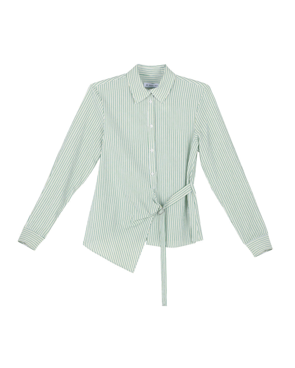 green regimental shirt in viscose blend