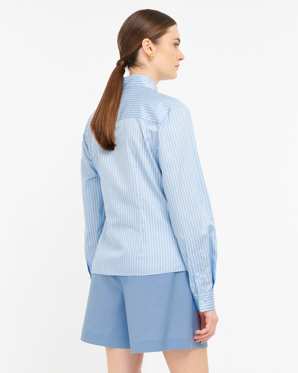 light blue cotton satin striped shirt