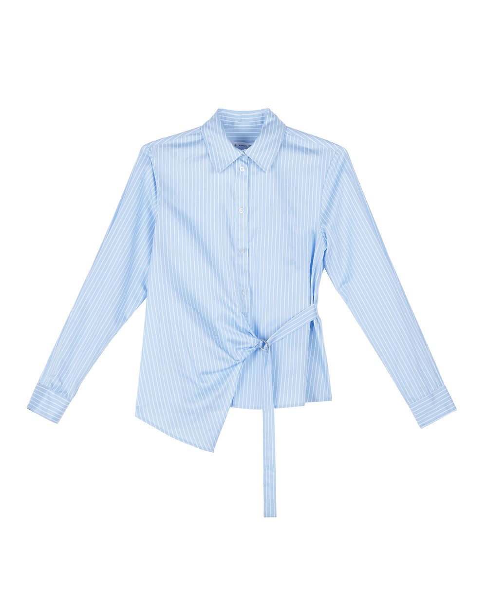 light blue cotton satin striped shirt