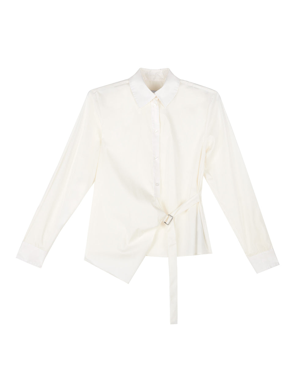 white stretch cotton blend poplin shirt