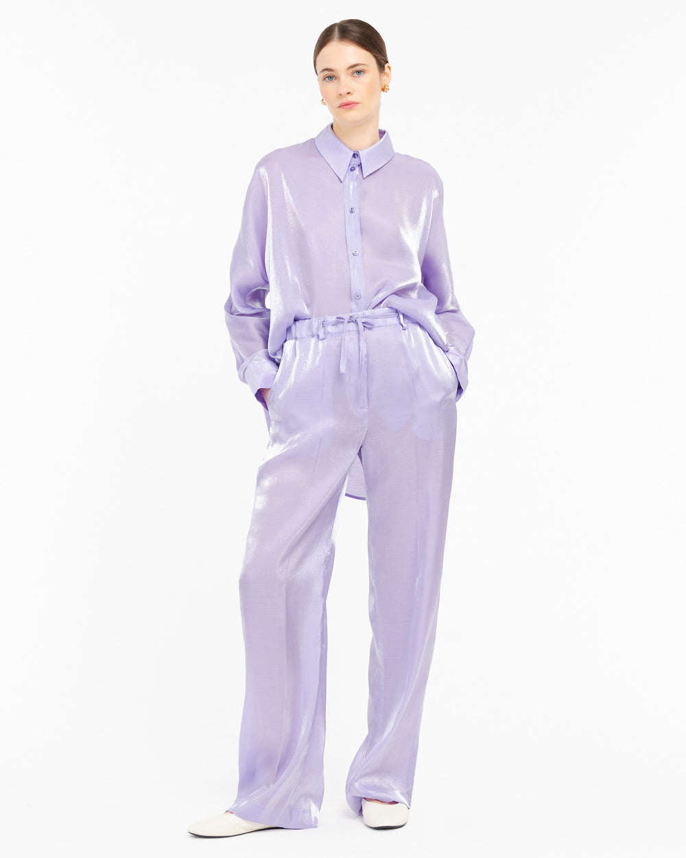 violet oversized viscose lurex shirt