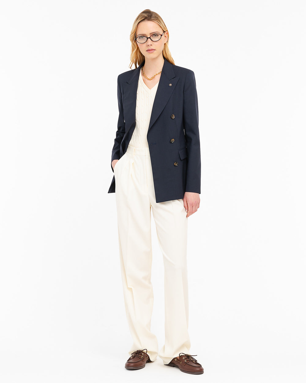 blue double breasted cool stretch wool blazer