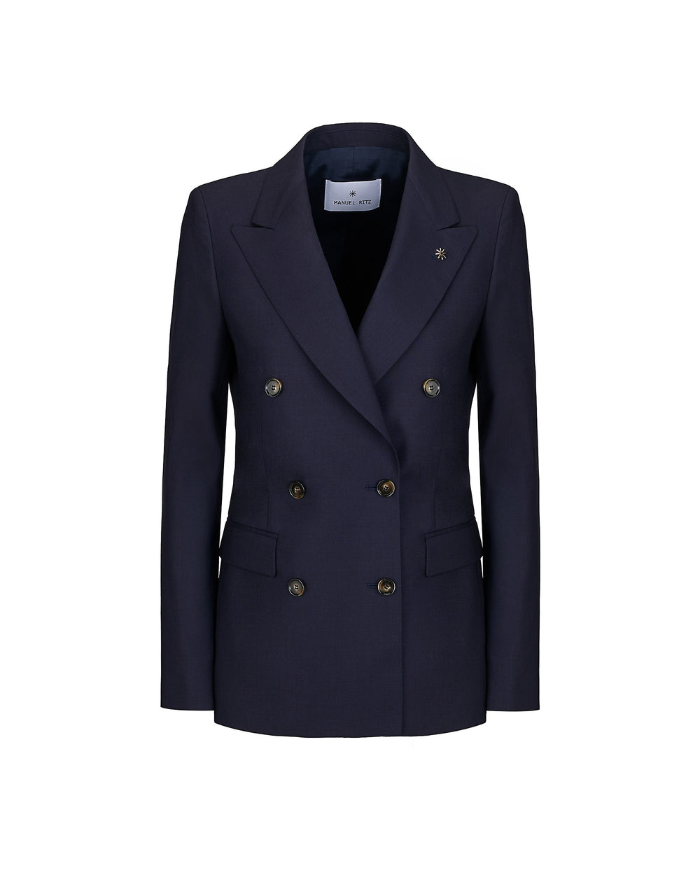 blue double breasted cool stretch wool blazer