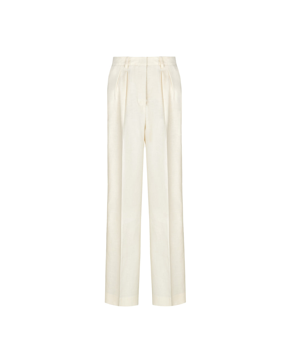 white double pleated linen cotton twill trousers