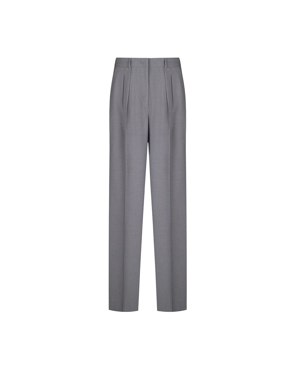gray stretch double pleat trousers