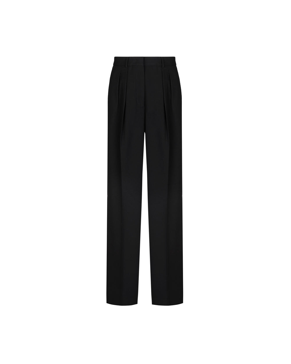 black stretch double pleat trousers