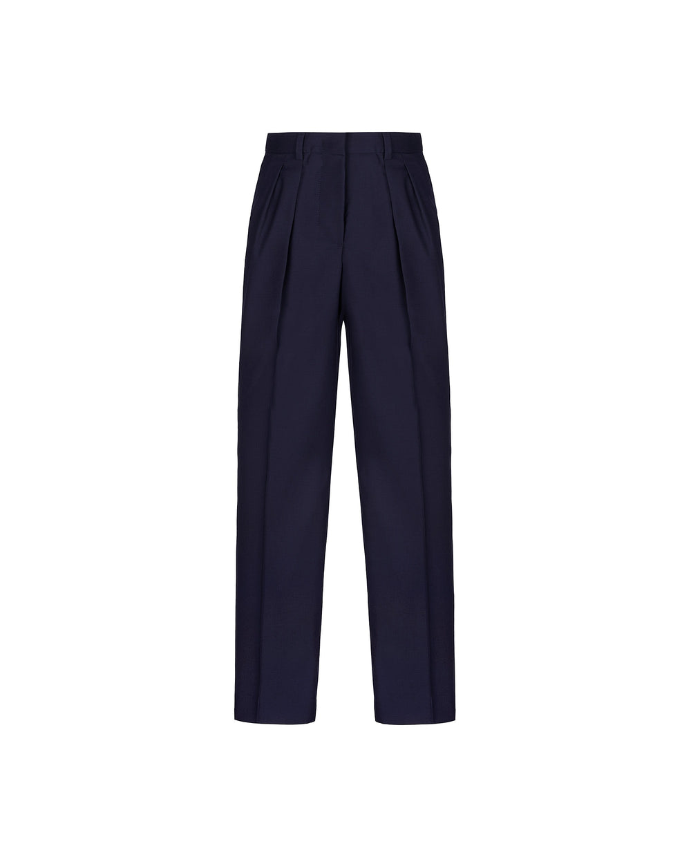 blue double pleated trousers in cool stretch wool
