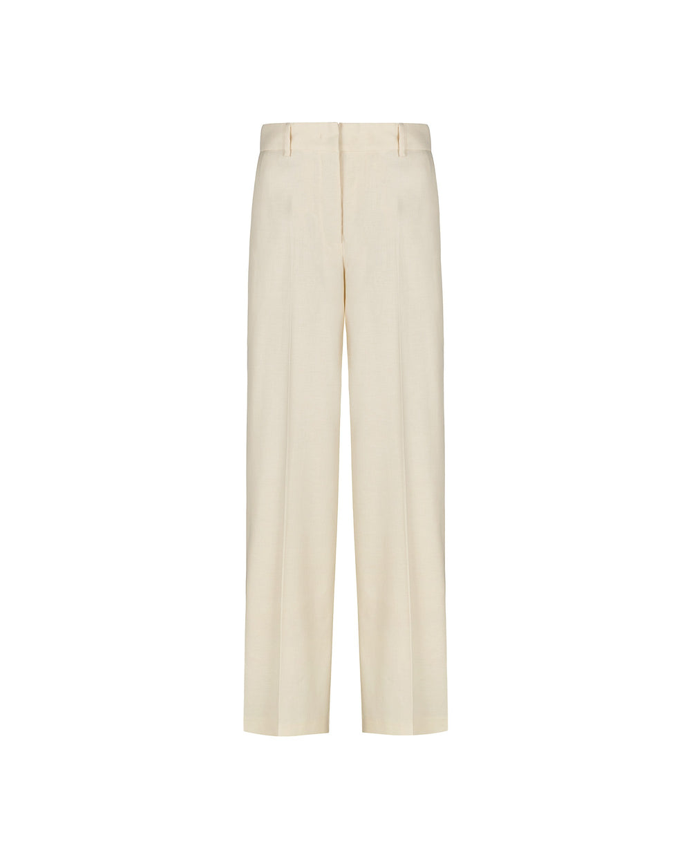white straight linen cotton twill trousers