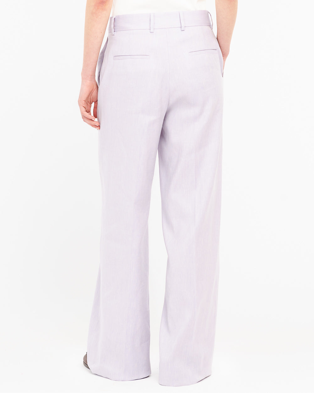 violet straight linen cotton twill trousers
