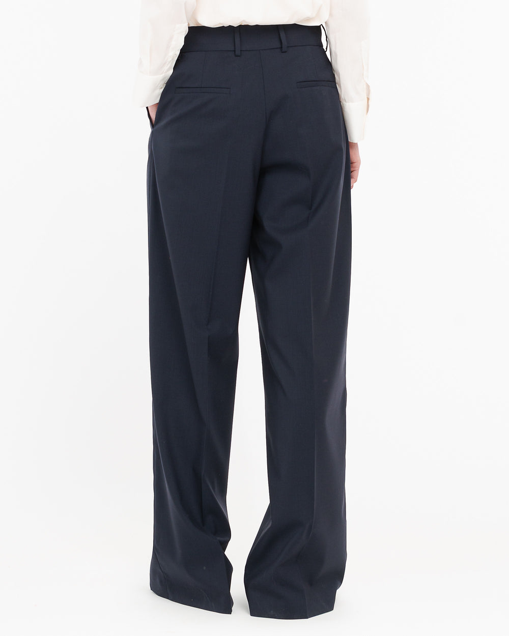 blue straight cool stretch wool trousers