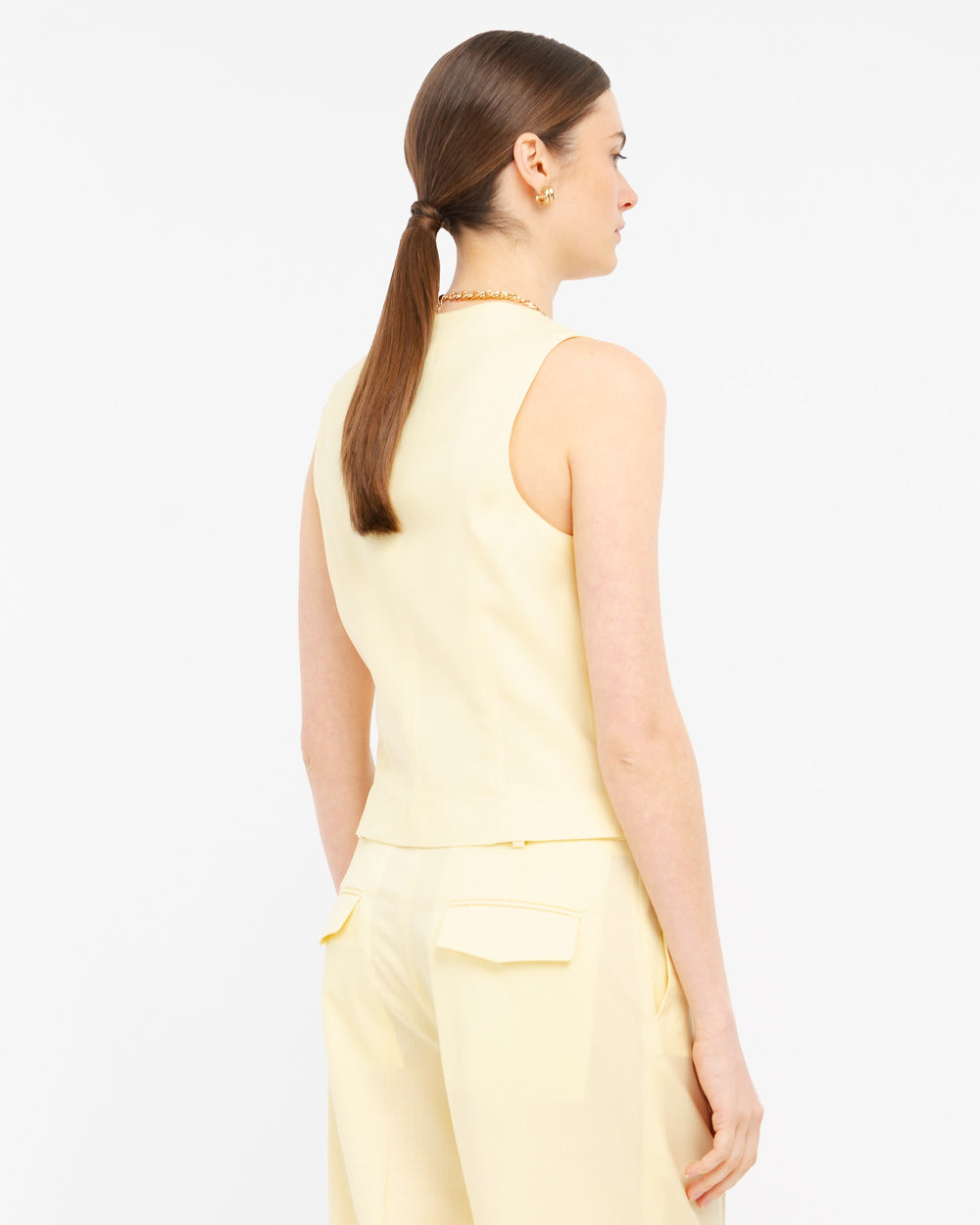 yellow cool stretch wool waistcoat