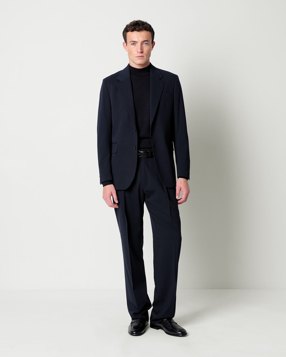 relaxed fit stretch wool blend twill suit