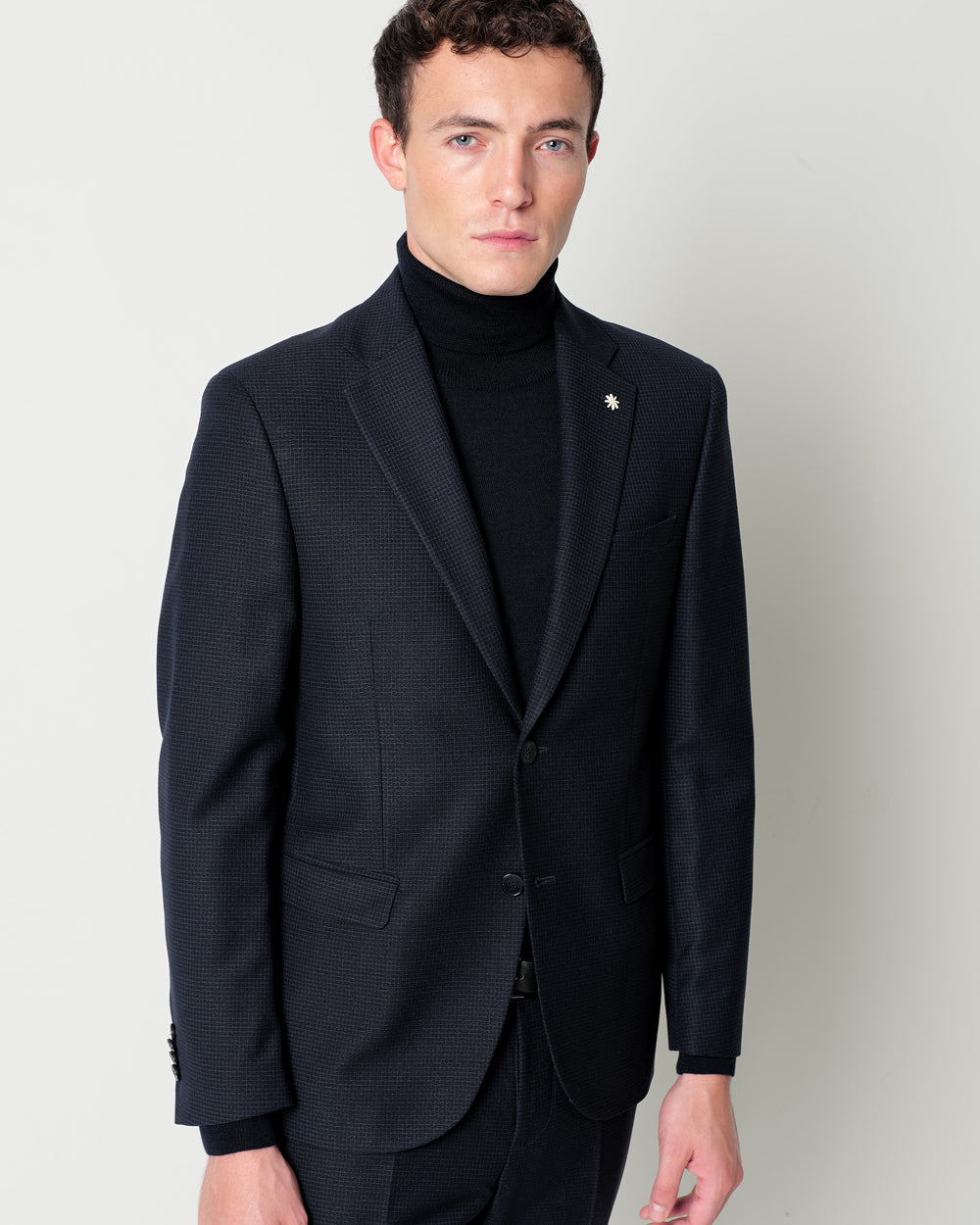 slim fit micro pattern stretch viscose blend suit