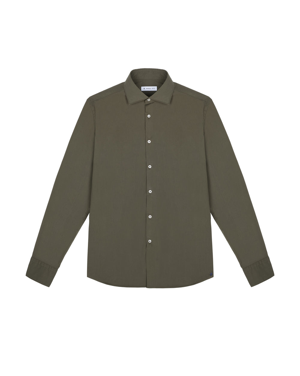 green stretch cotton poplin washed shirt