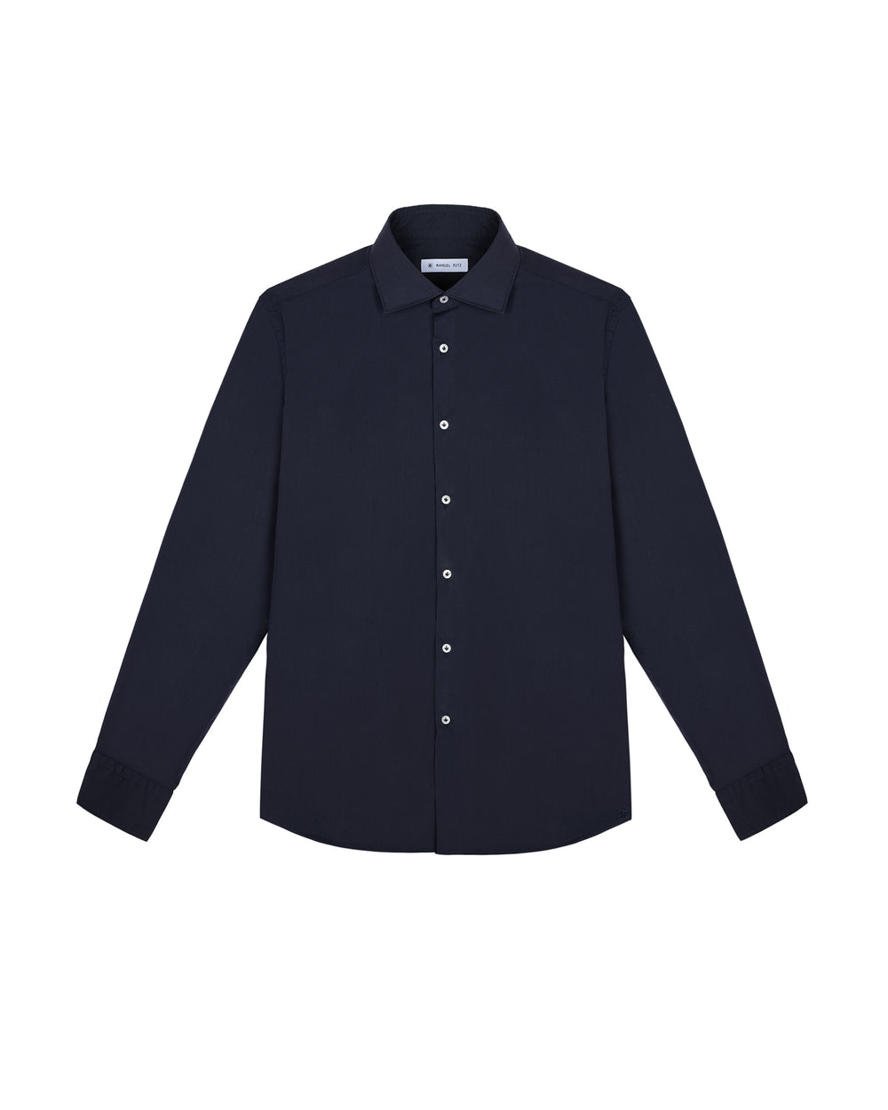 blue stretch cotton poplin washed shirt