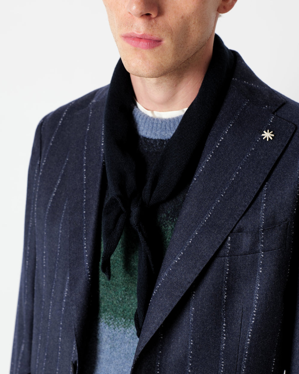 blue knitted bandana