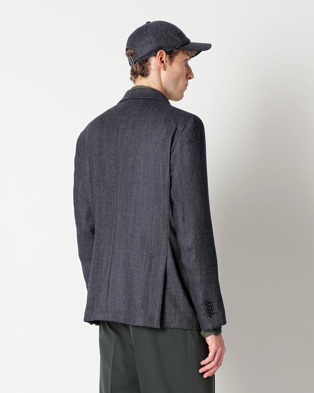 blue denim effect twill blazer