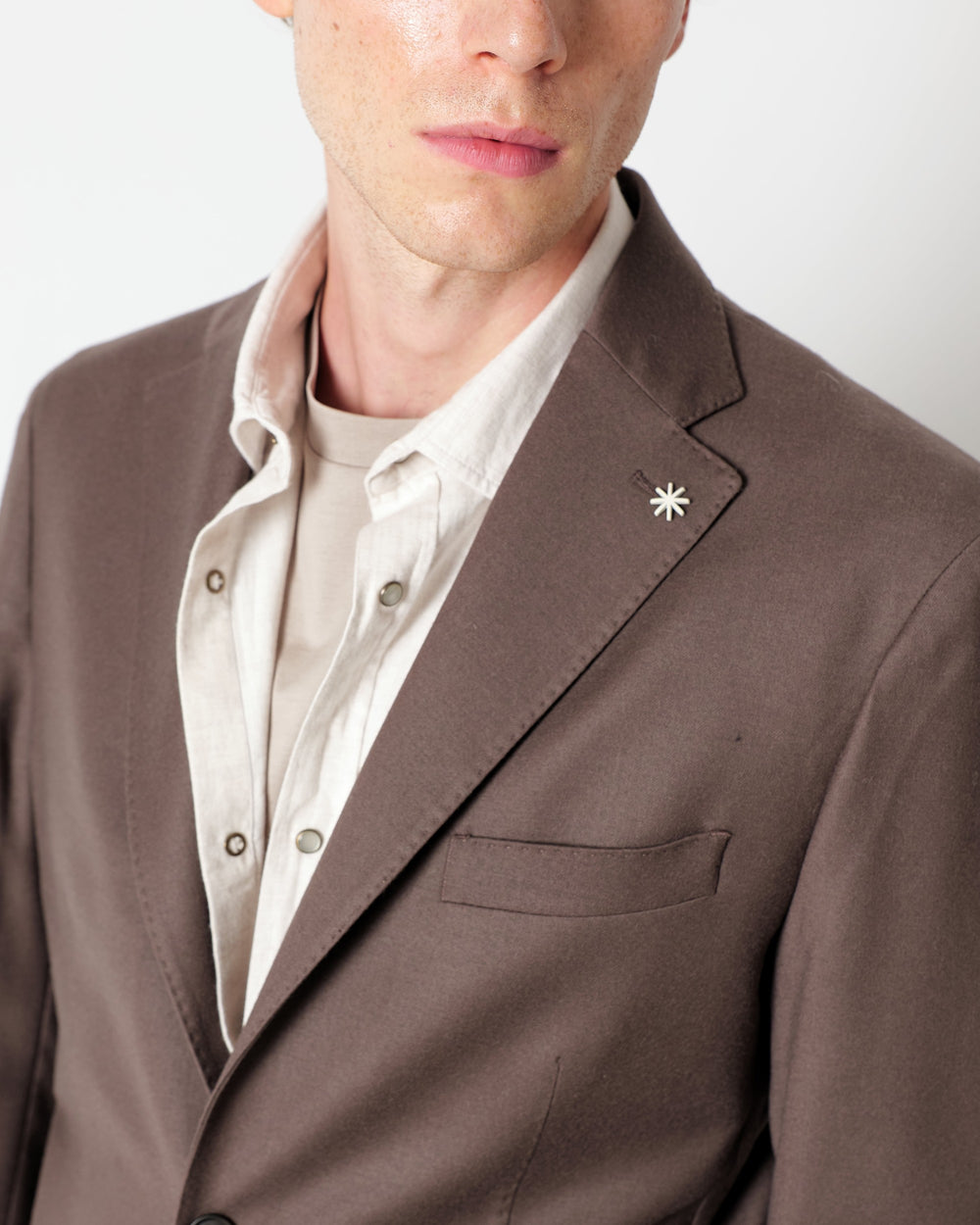 brown nuvola stretch wool flannel blazer