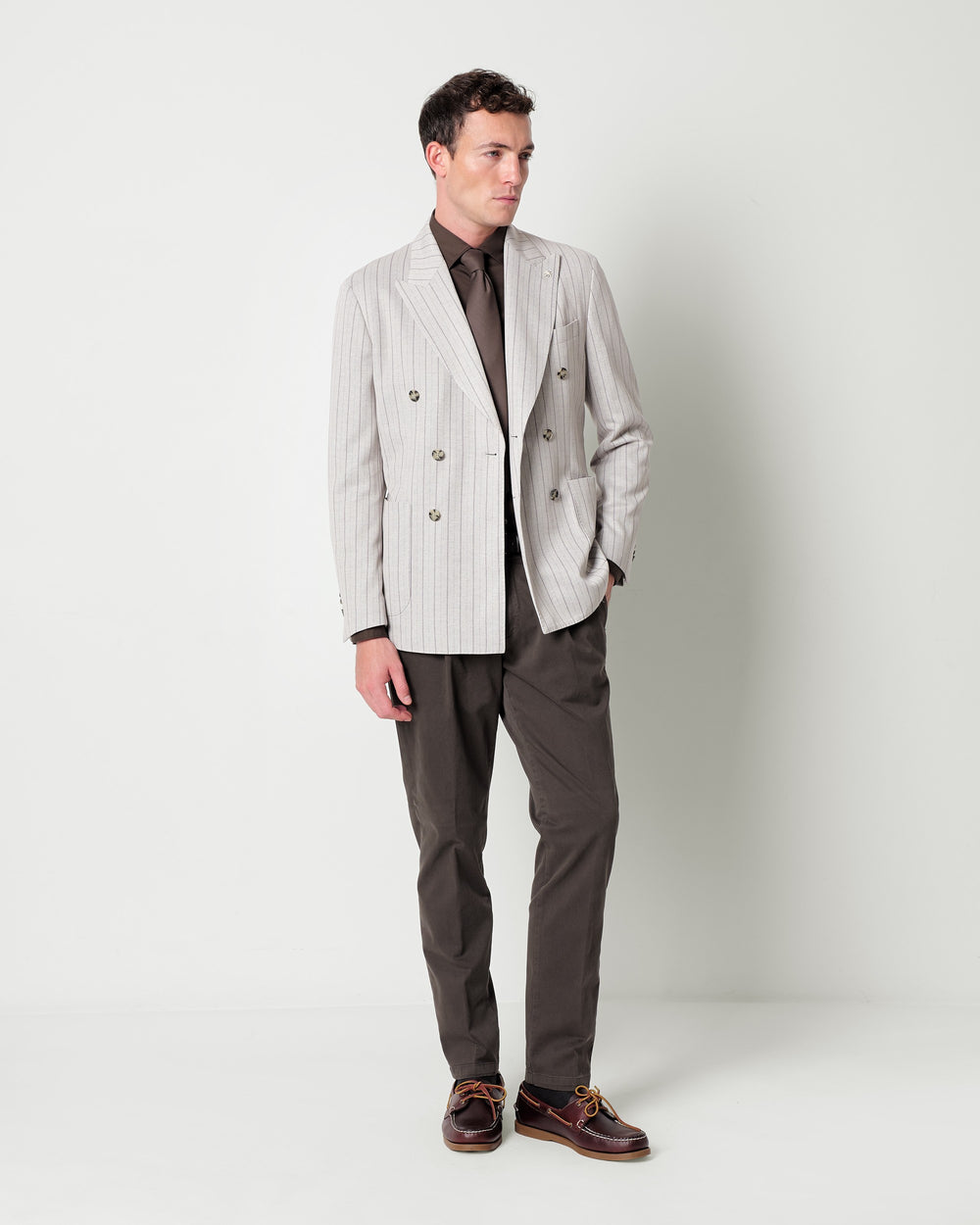 double breasted regimental jersey blazer in a cotton blend