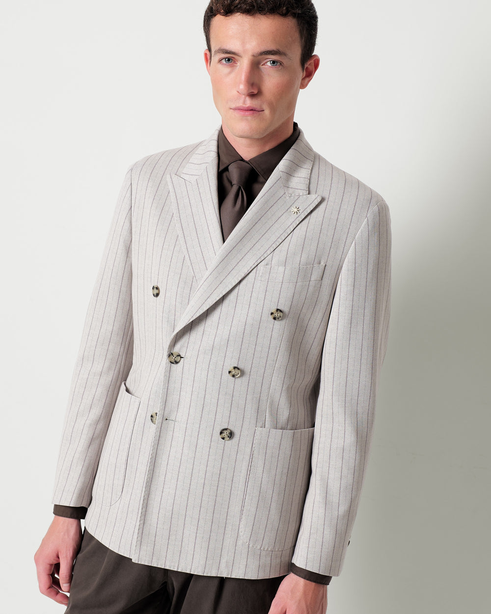 double breasted regimental jersey blazer in a cotton blend