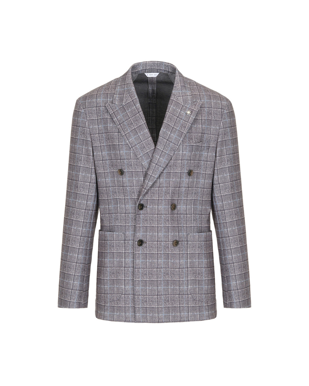 brown welsh jersey double breasted blazer in viscose blend