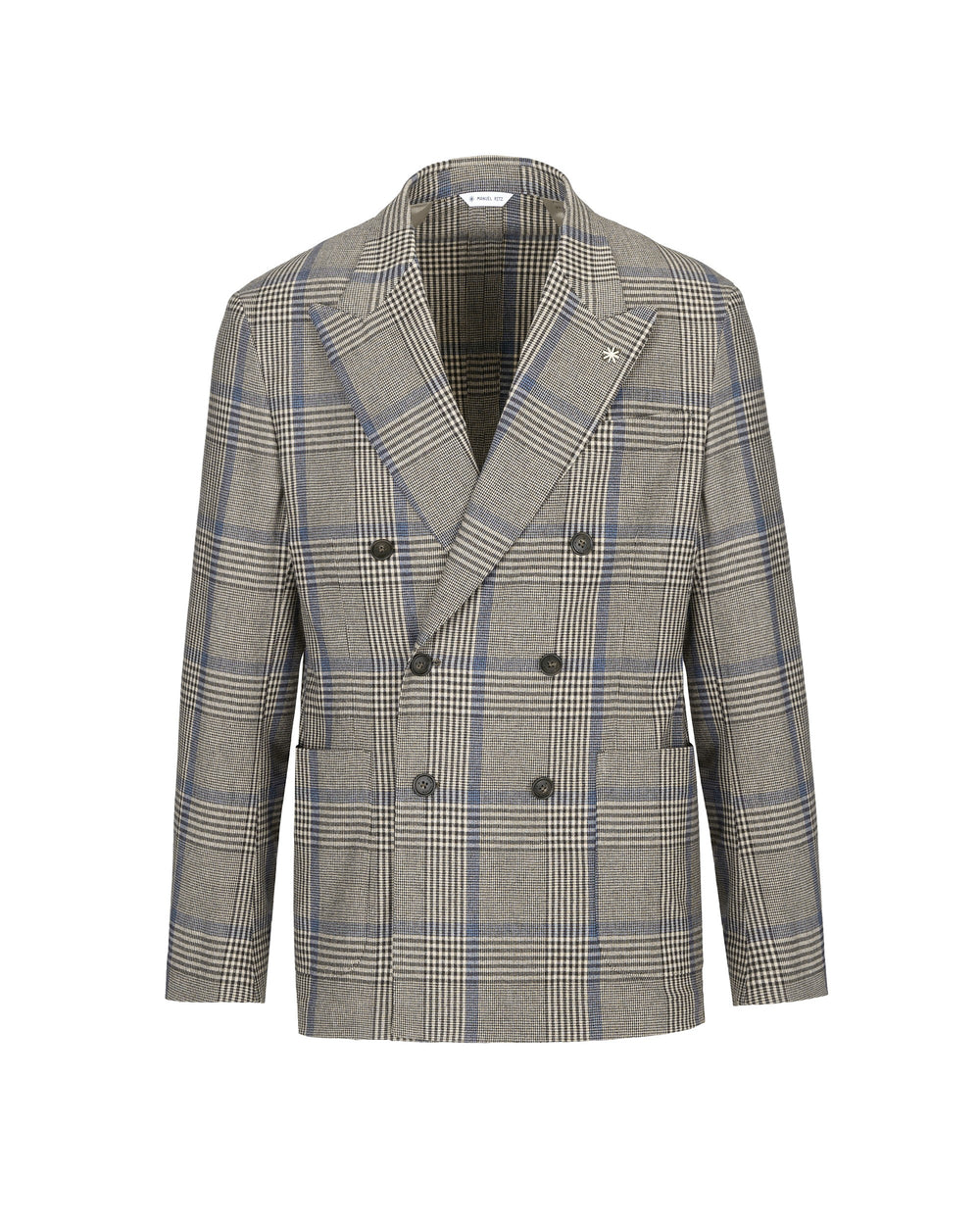 brown nuvola double breasted overcheck wool blend blazer