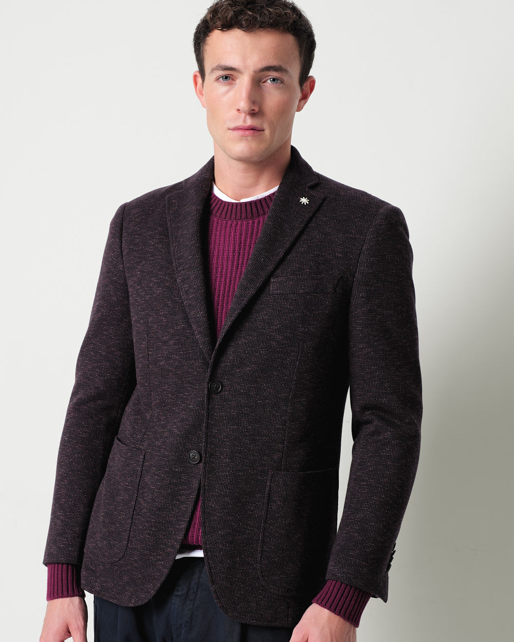 micro patterned jersey blazer in a cotton blend