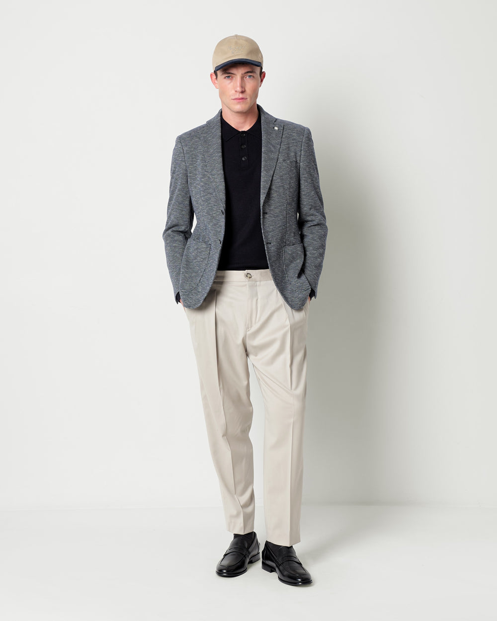 micro patterned jersey blazer in a cotton blend