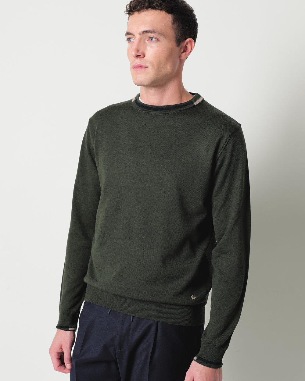 wool blend sweater with contrasts