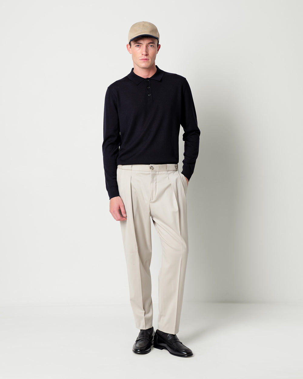 pure wool long sleeved polo shirt