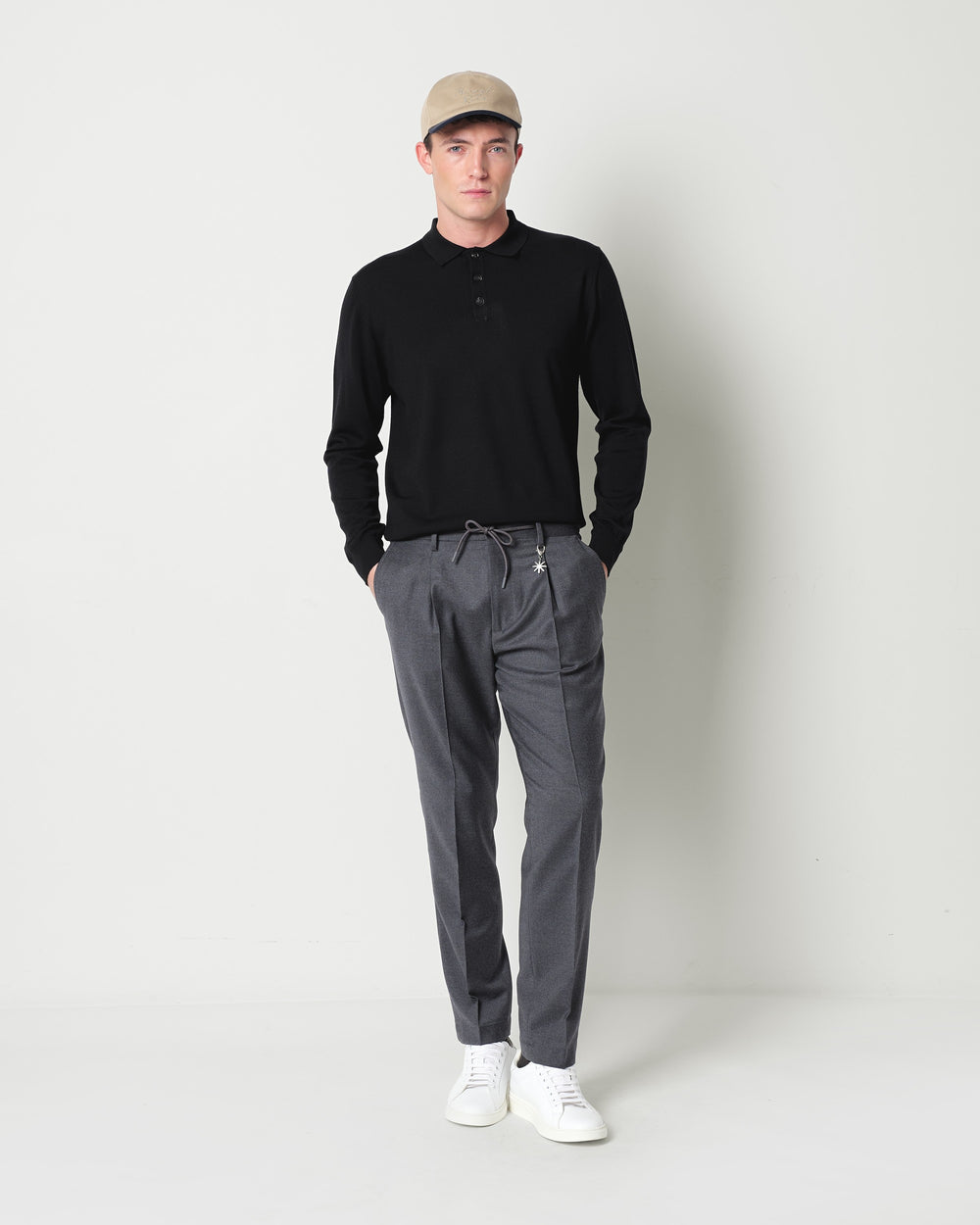 pure wool long sleeved polo shirt