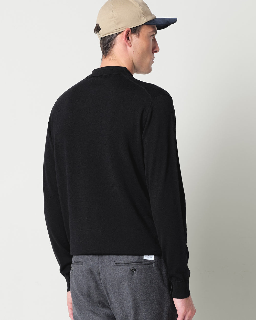 pure wool long sleeved polo shirt