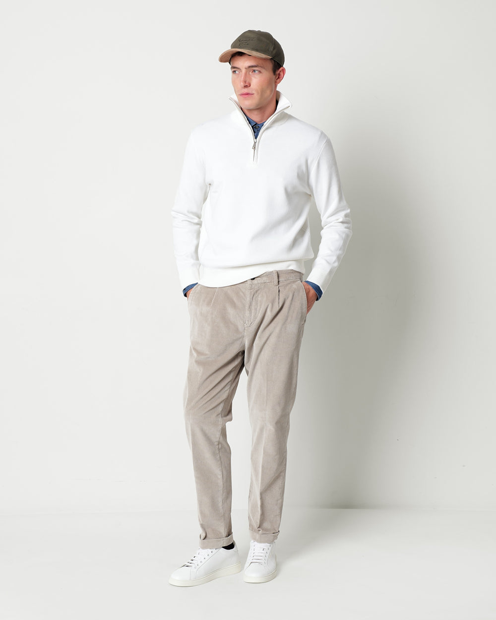 half zip wool blend sweater
