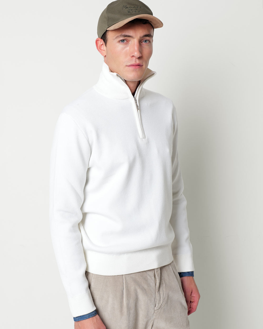 half zip wool blend sweater