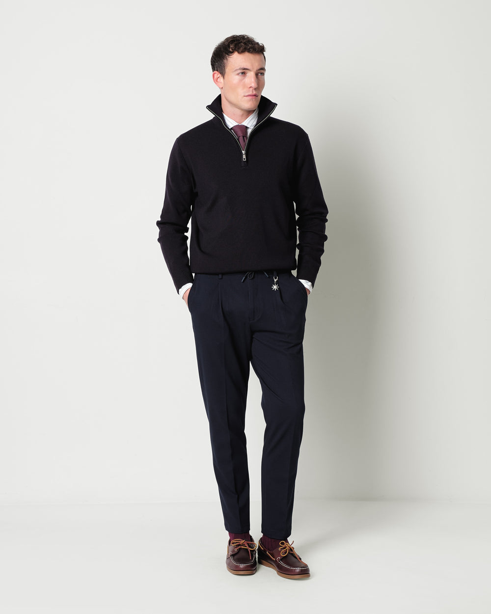 half zip wool blend sweater