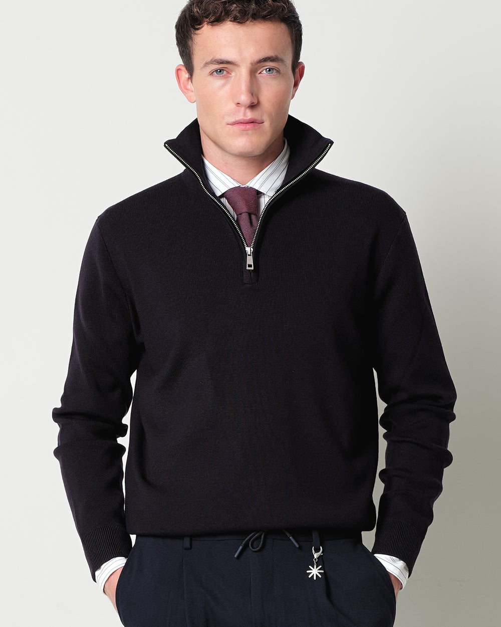 half zip wool blend sweater