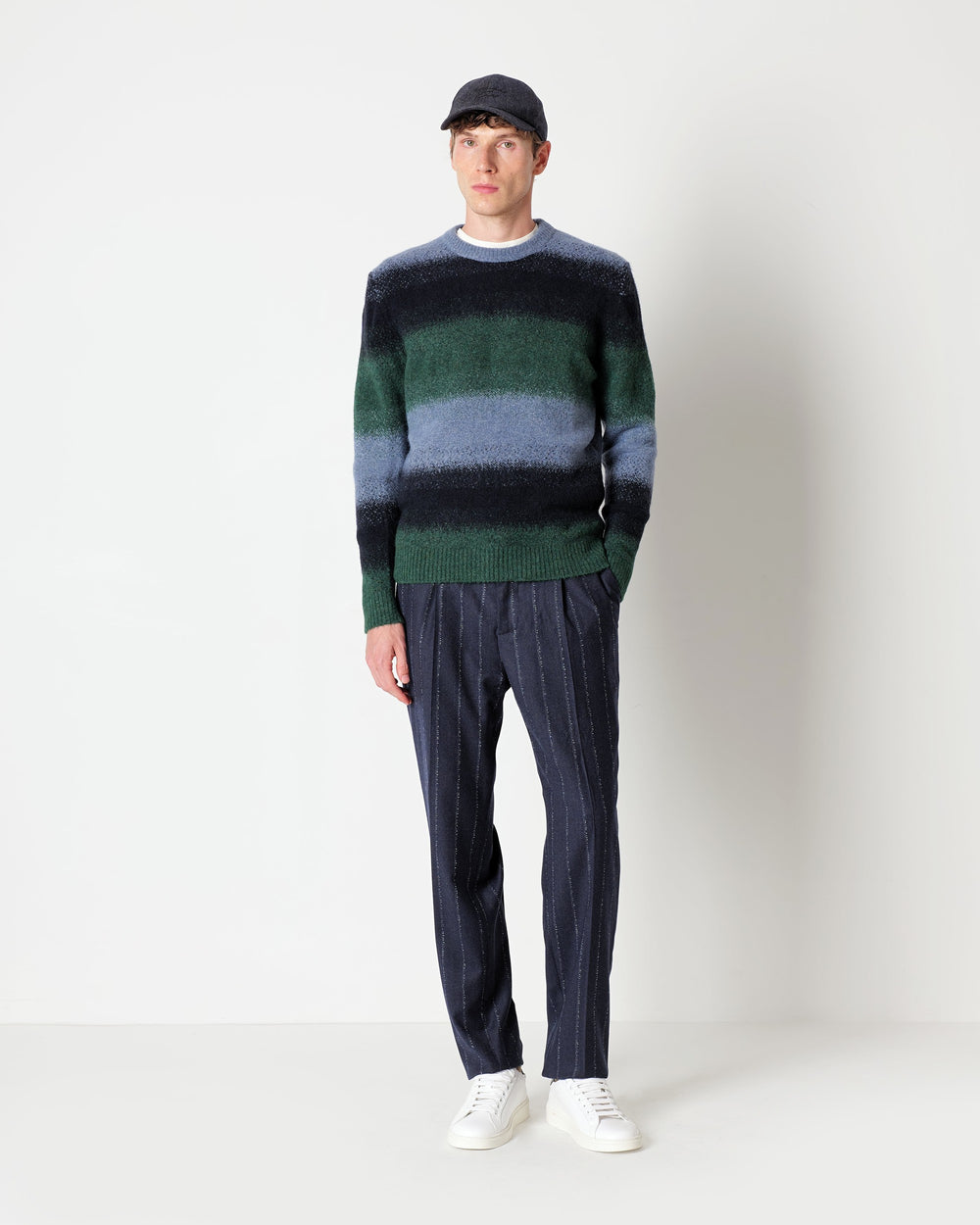 green stretch wool blend degrade` knit