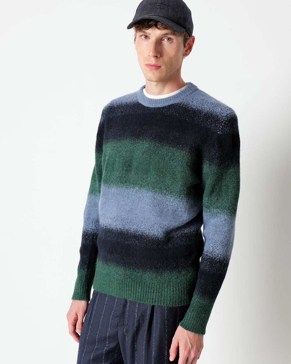 green stretch wool blend degrade` knit