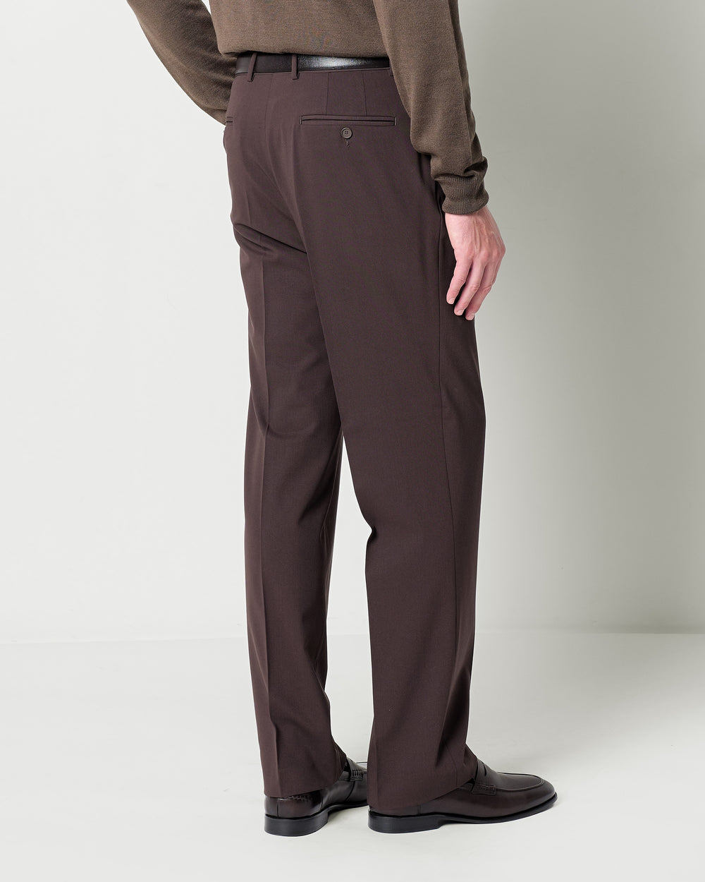relaxed fit double pleats trousers in wool blend twill