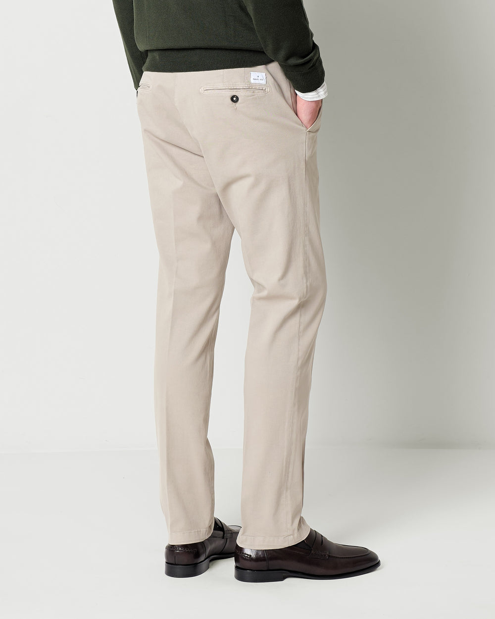 slim fit stretch cotton twill trousers