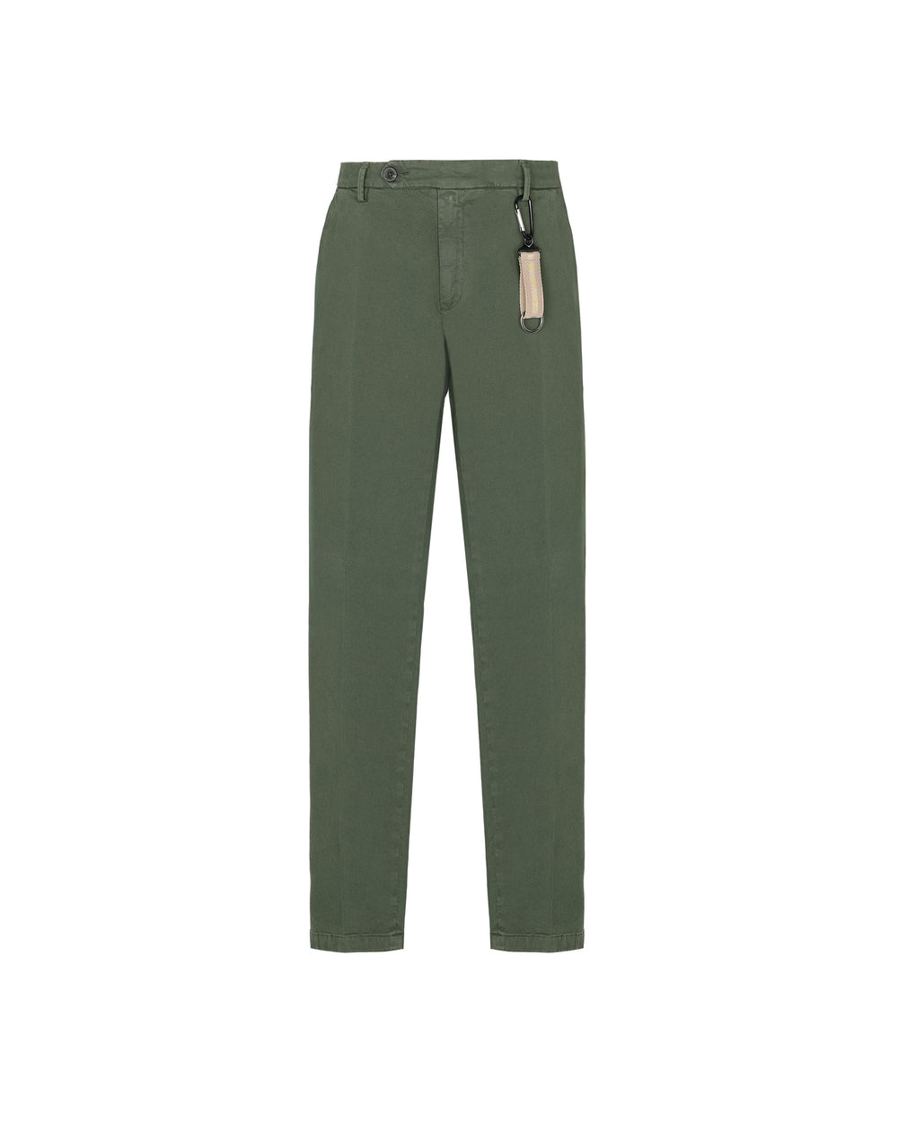 green slim fit stretch cotton twill trousers