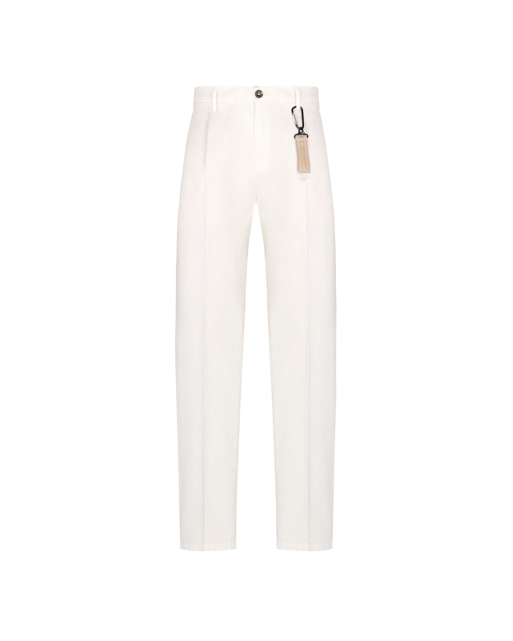 white stretch cotton twill trousers with pleats