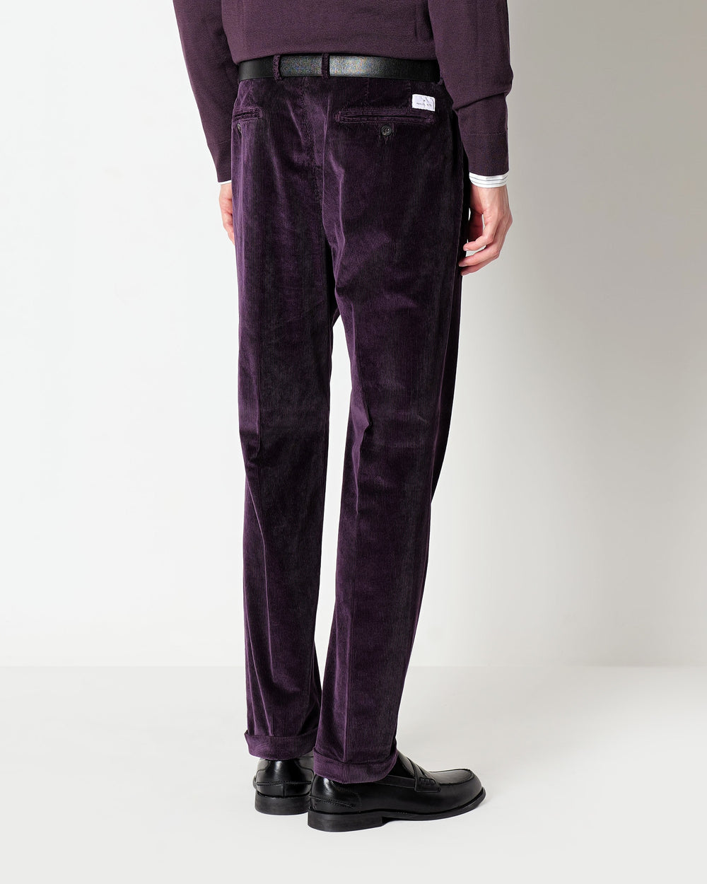 violet velvet 1000 stripes chino trousers with turn ups