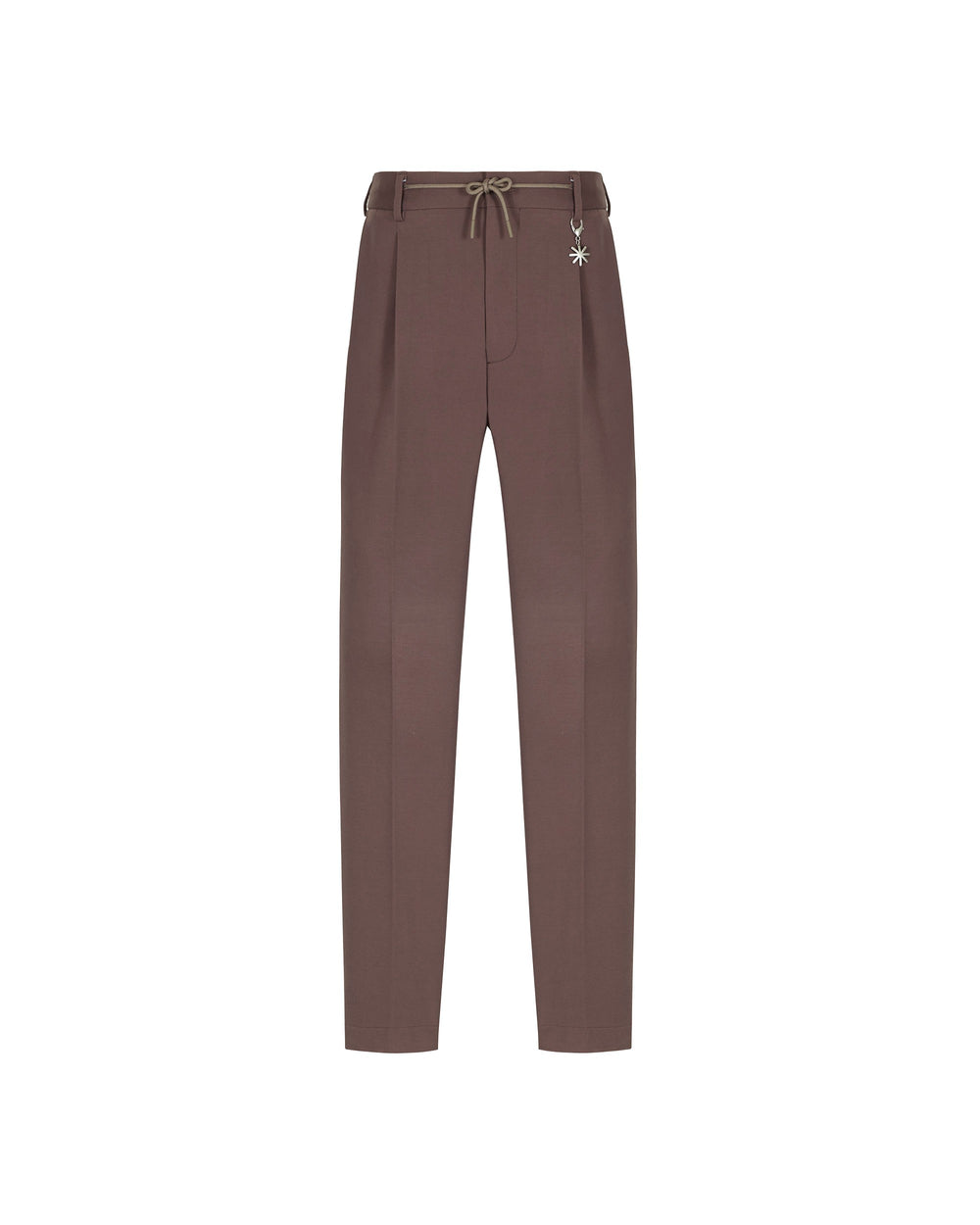 brown viscose blend twill jersey jogging trousers